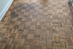 Teak Basket weave flooring in need of restoration Lincoln